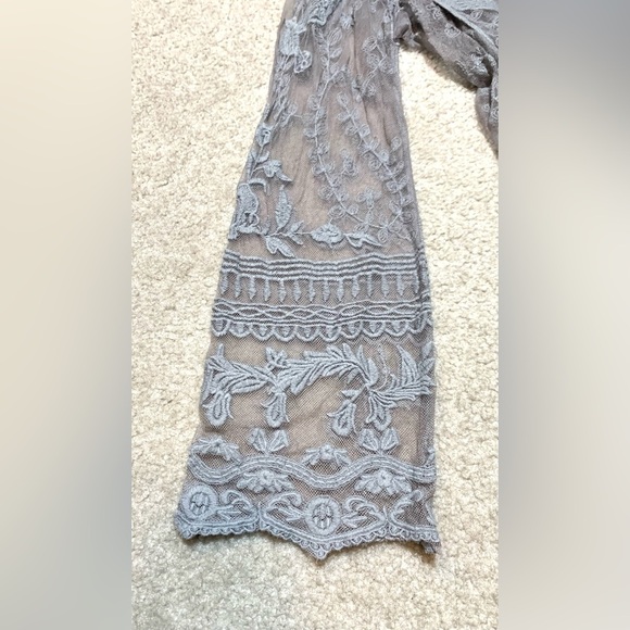 POL Gray Sheer Crochet Victorian Heart Boho Tunic Women Small Medium Cotton - Picture 4 of 9